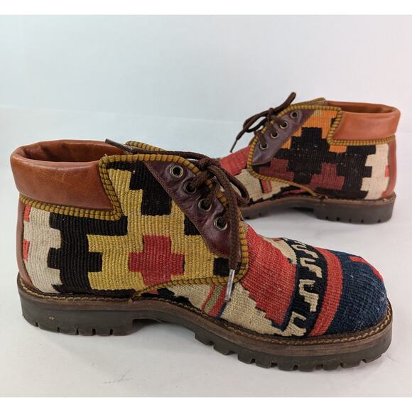 Turkish KILIM Wool Embroidered Ankle BOOTS Women 7 | 251072 - Picture 3 of 12
